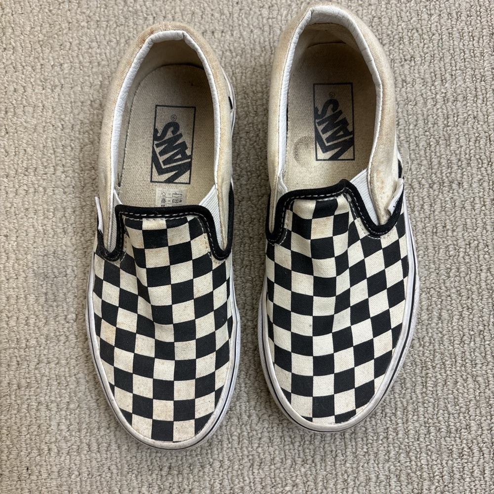 Vans Black and White Checkered Slip-On Sneakers